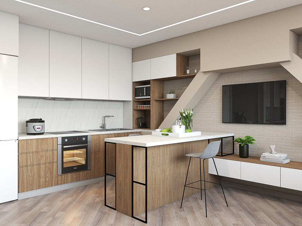 Кухня-гостиная в ЖК Алые Паруса