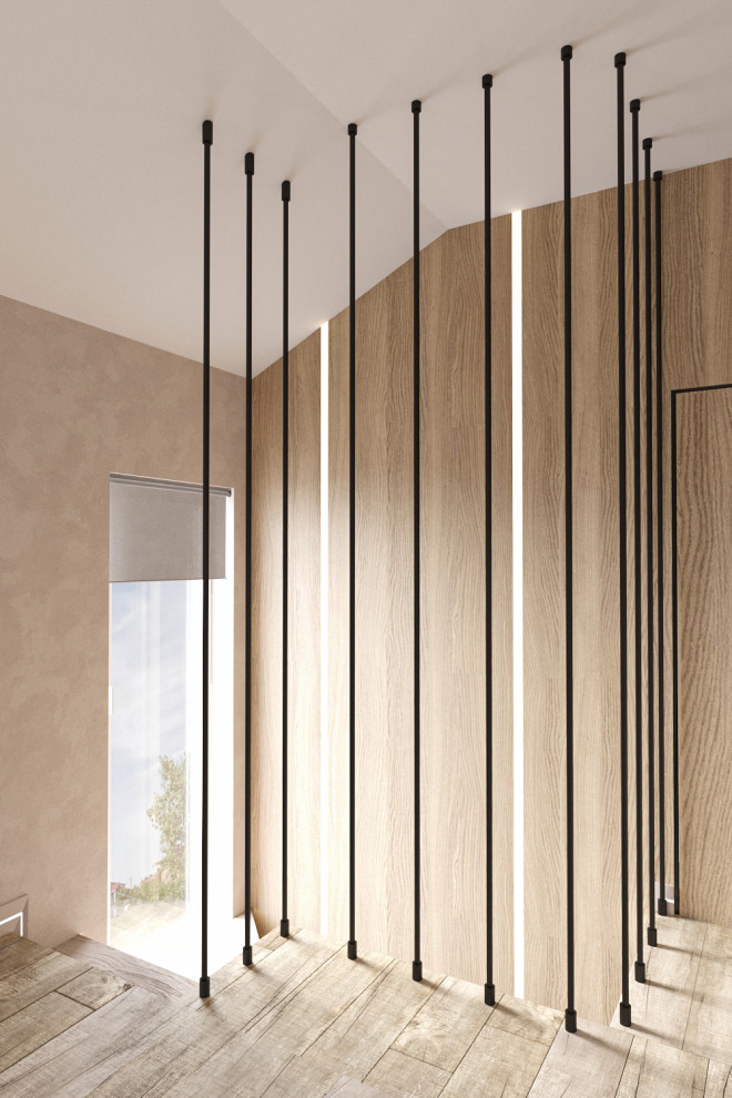 Современные оттенки серого и уютного дерева)