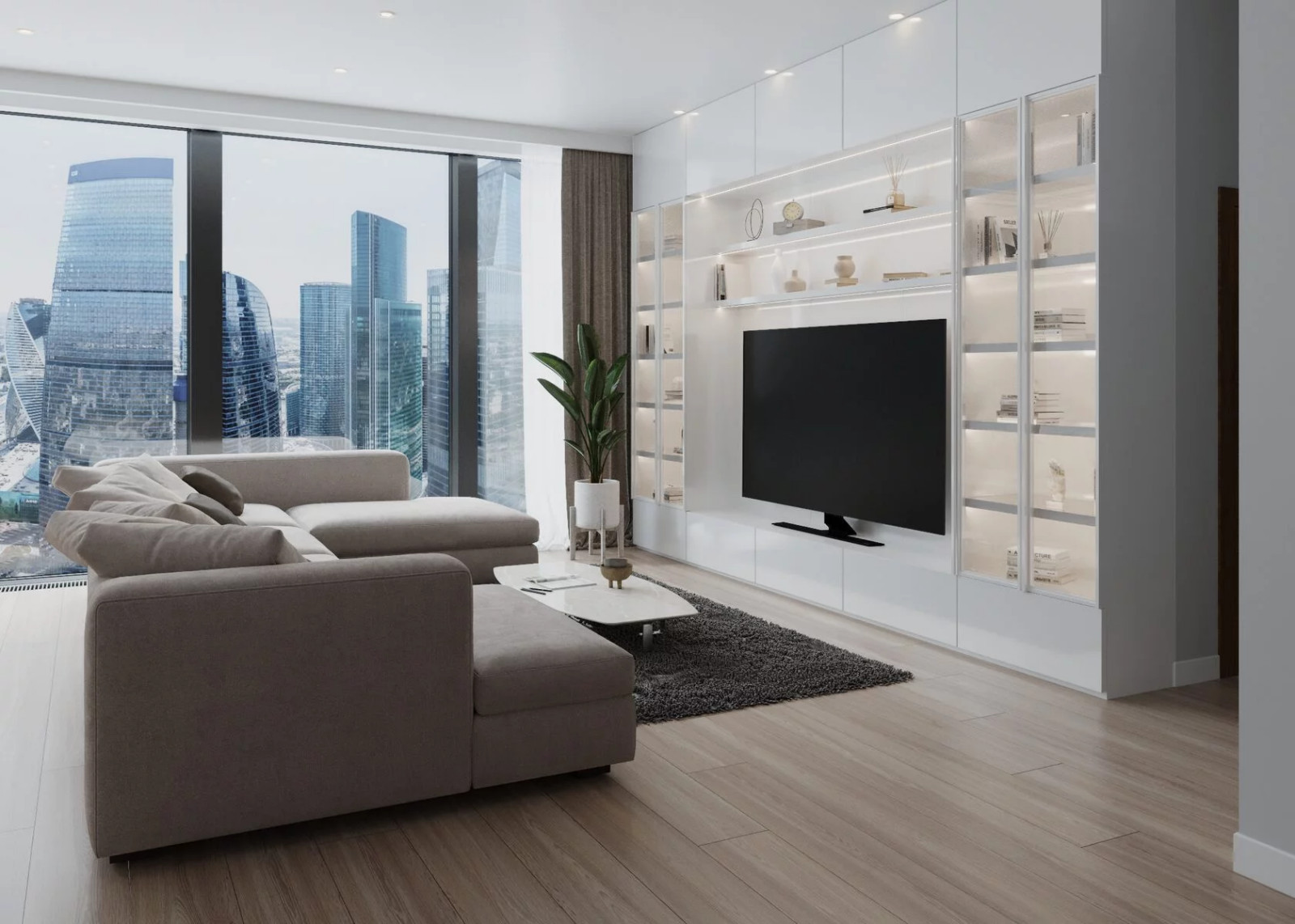 Дизайн интерьера апартаментов в Neva Towers, Москва-Сити (100 м2)