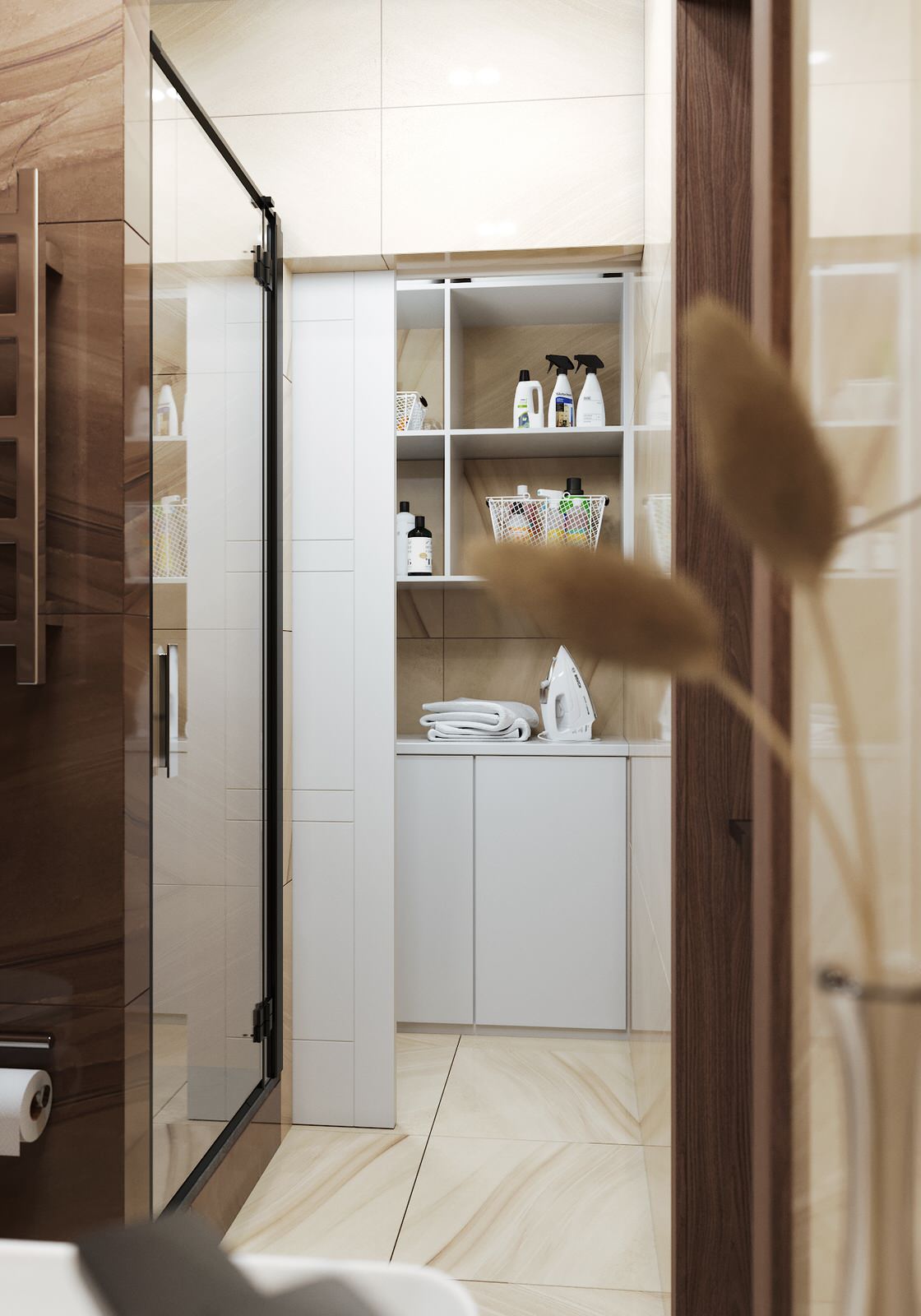 Душевая с местом для хранения