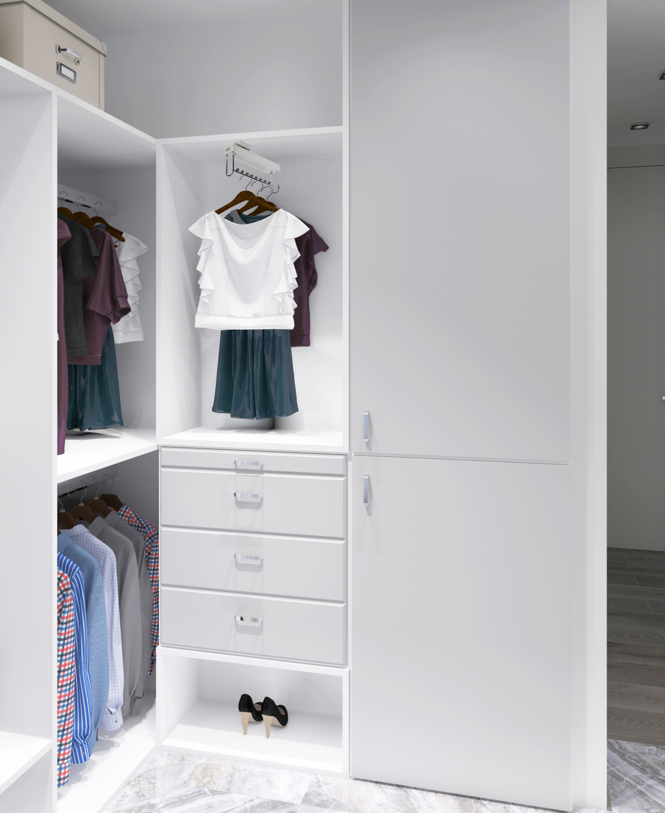 Белая гардеробная унисекс