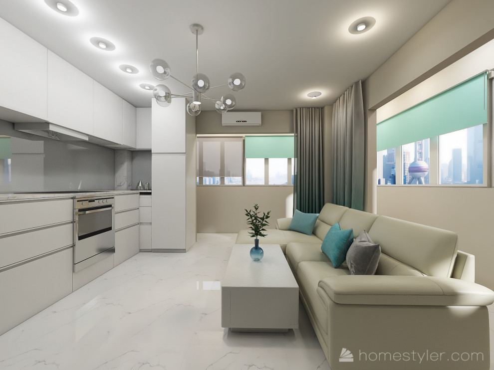 Обложка проекта: Гостиная на 9 этаже с видом на город