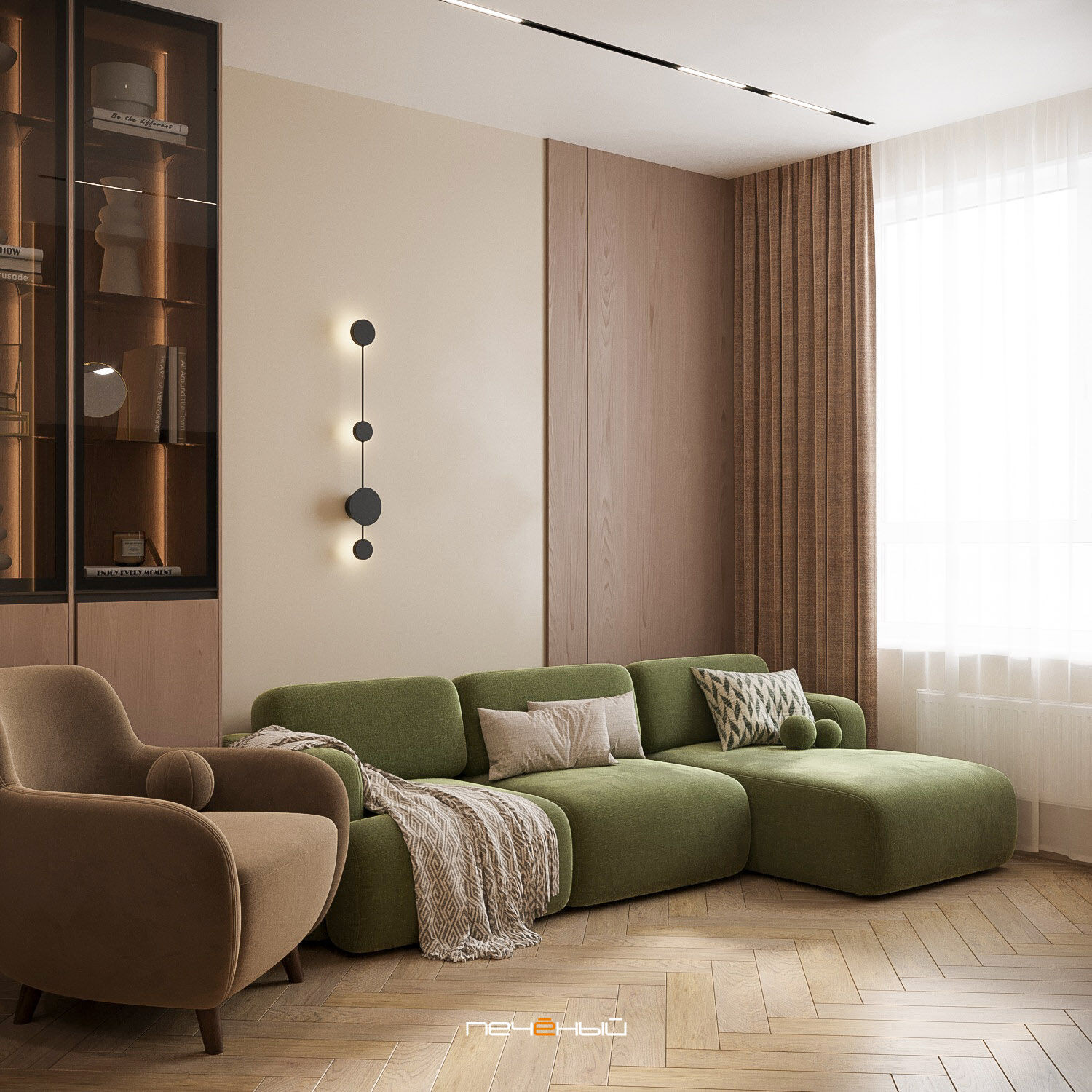 Обложка проекта: 2025 Дизайн 1-комн. квартиры 44 м² в современном стиле, Москва, ЖК Vangarden