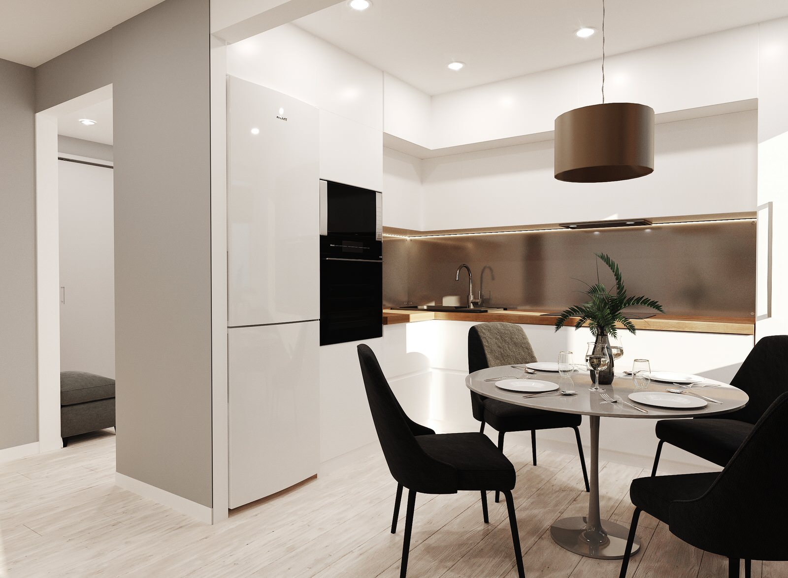 квартира для молодой пары - кухня-гостиная