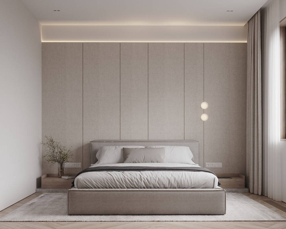 Уютная минималестичная спальня из проекта