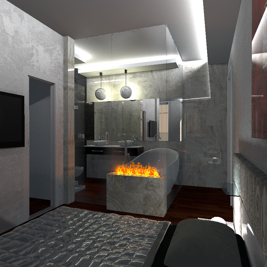 Спальня и ванная для молодой супружеской пары