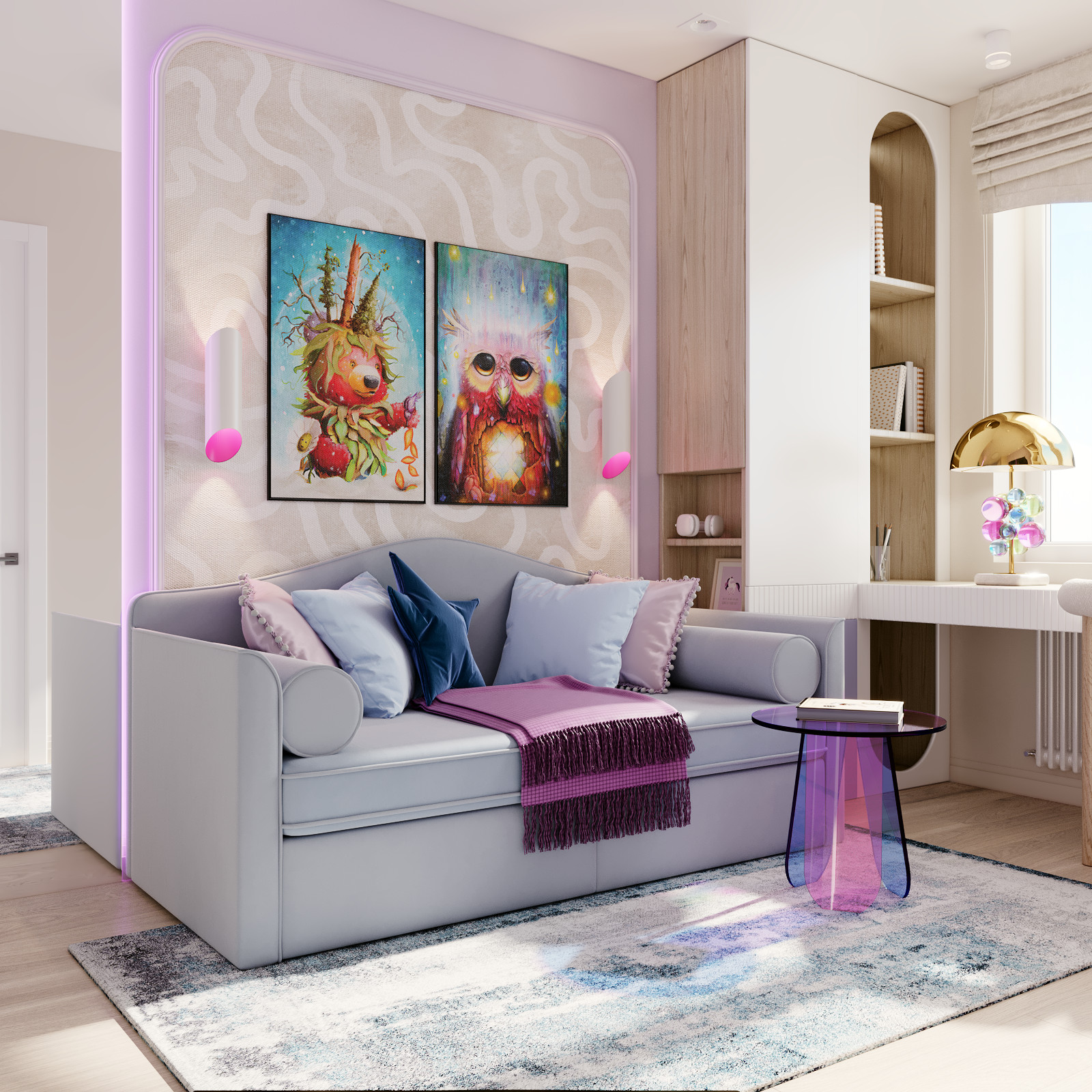 Интерьер детской комнаты для маленькой принцессы в ЖК Лучи