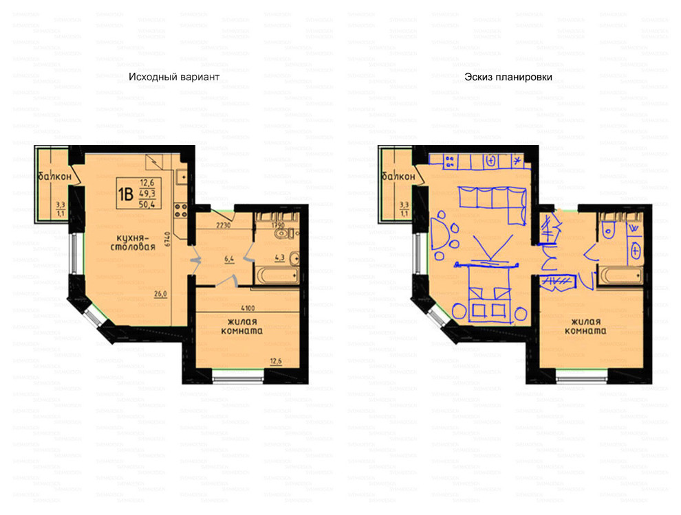Идеи перепланировки для однокомнатных квартир