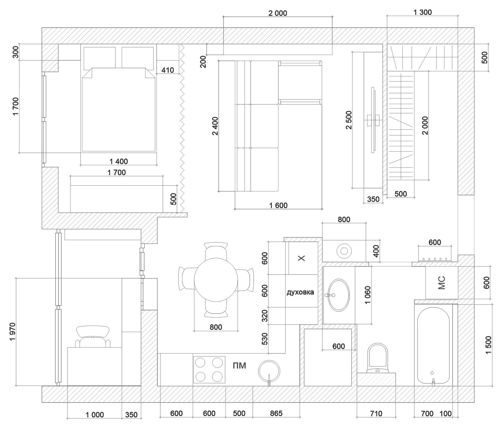 дизайн квартиры 40м2