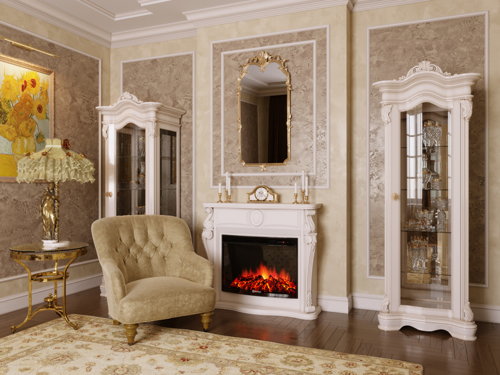 Гостиная с камином Electrolux