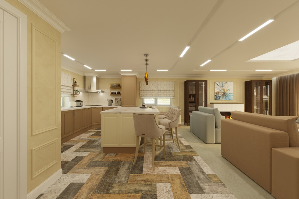 Единое пространство частного дома в стиле Ар-деко