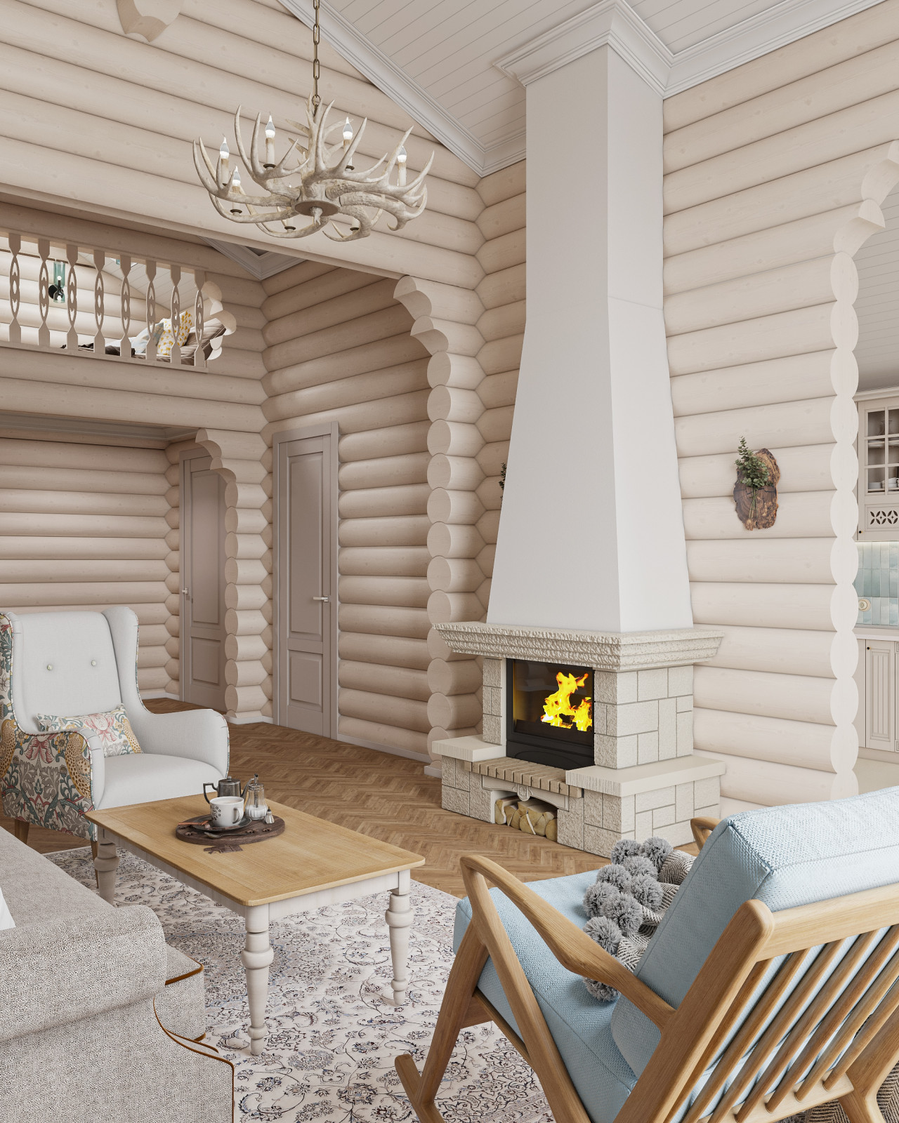 Авторский дом из бревна 135 м² для семьи с двумя детьми в КП Золотые Сосны