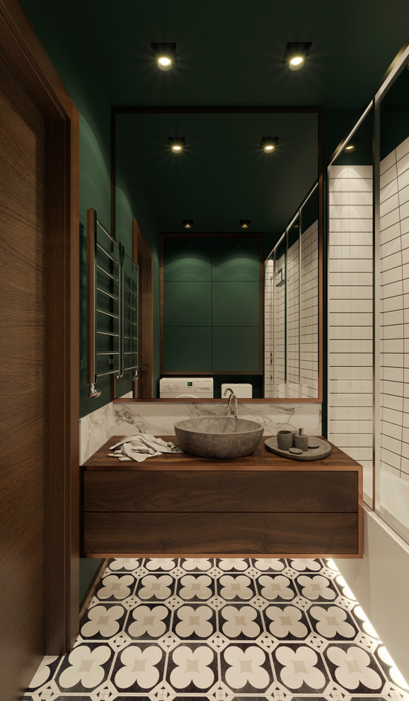 Обложка проекта: Дизайн ванной в темно-зеленом цвете