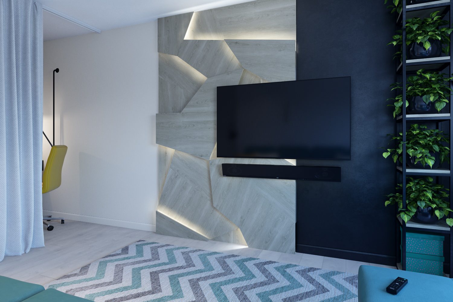 Гостиная с функцией спальни для молодой семьи.