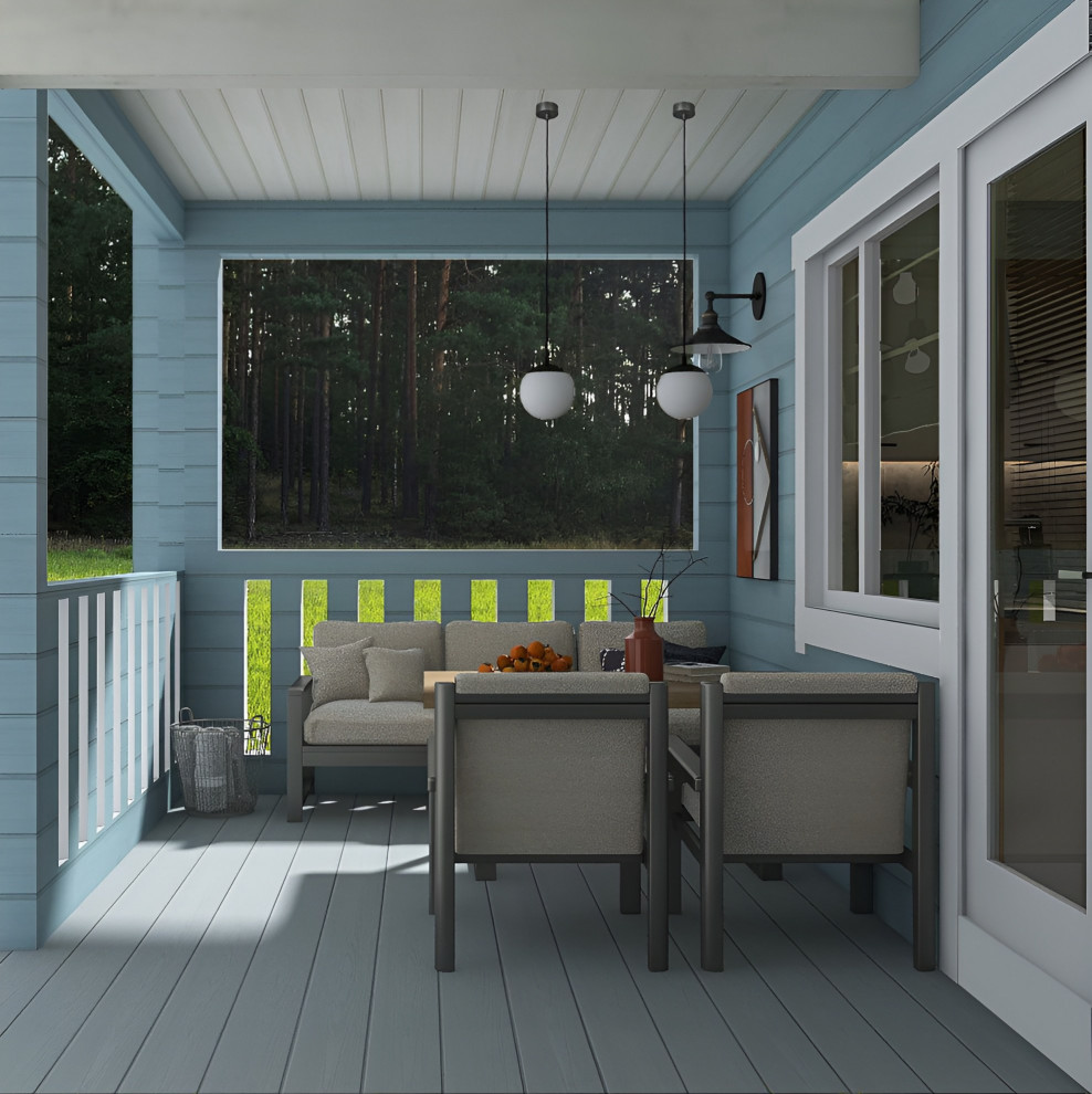 Крыльцо-терраса в частном доме из клееного бруса, 11.5 кв.м.