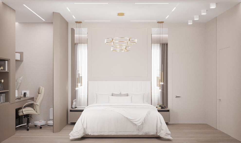 Спальня с гардеробом в современном стиле