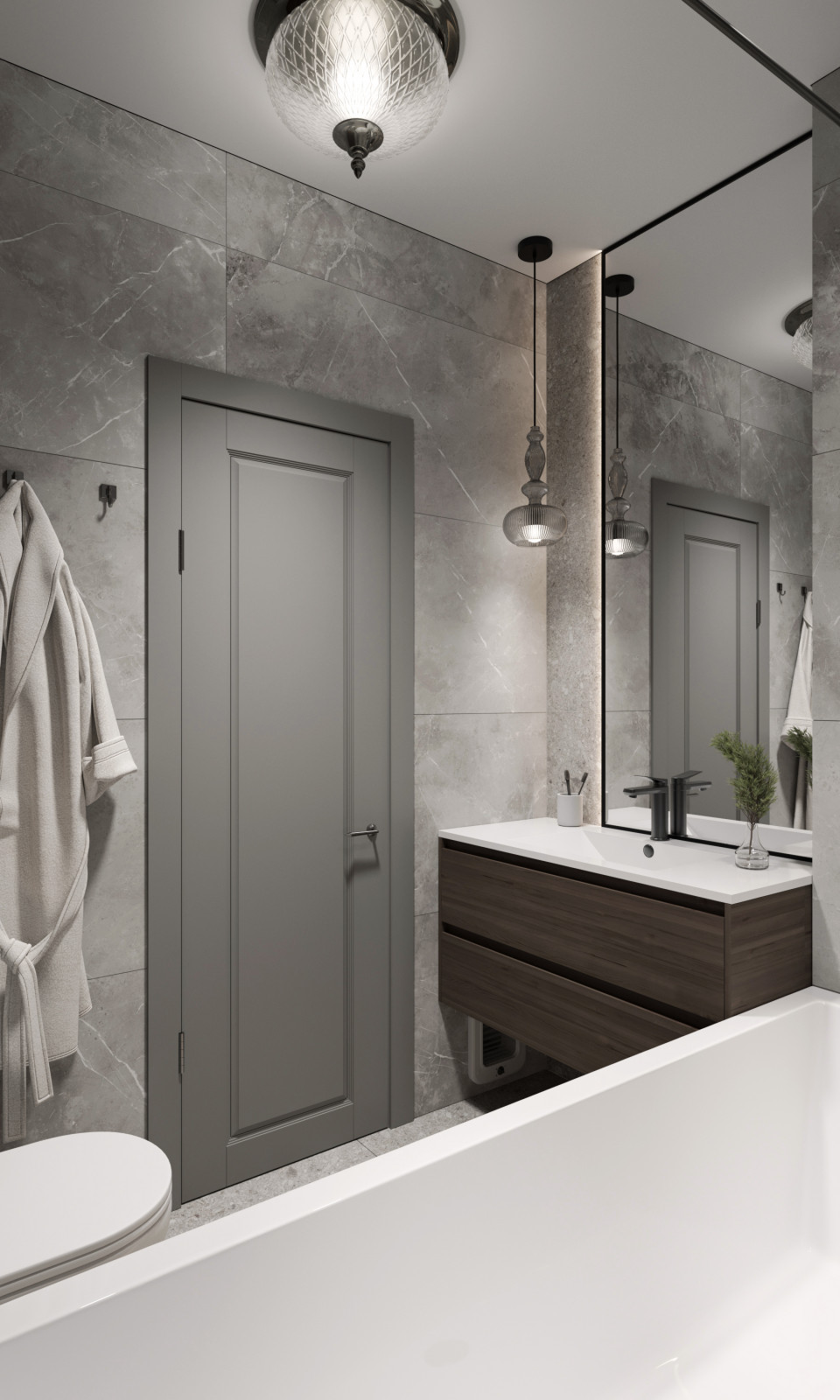 Дизайн квартиры в современном стиле в серых тонах