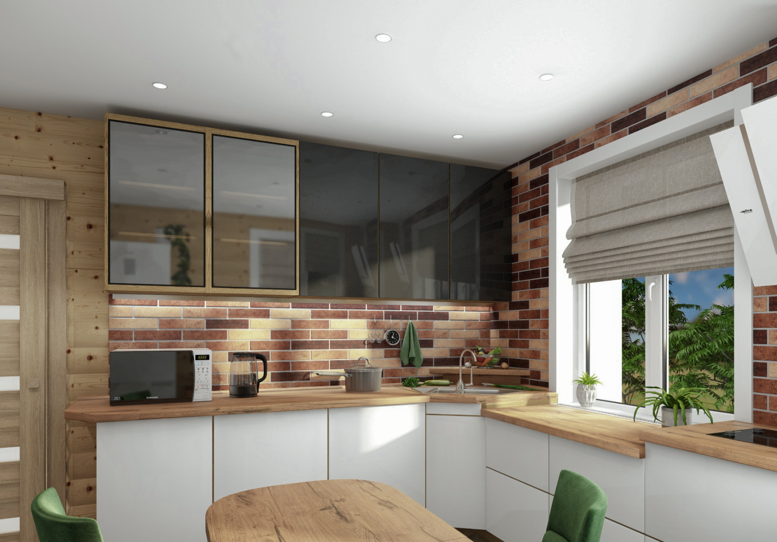 Блок-хаус в интерьере небольшого частного дома