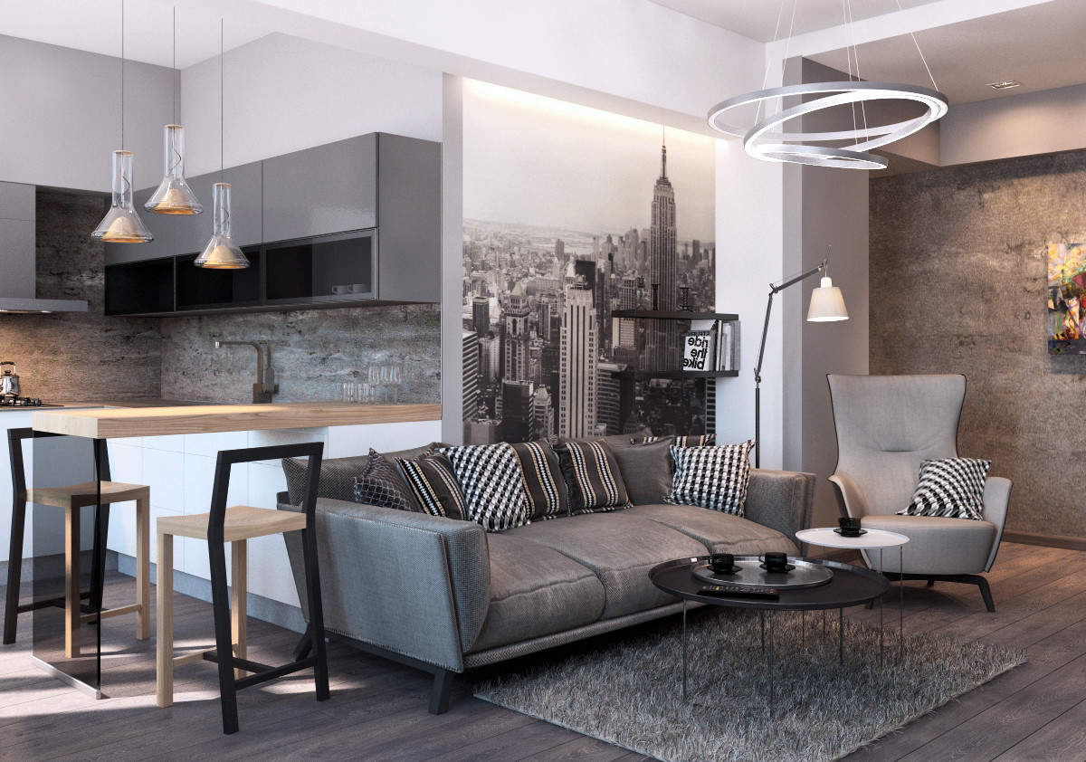 Обложка проекта: Квартира с рациональным монохромным интерьером