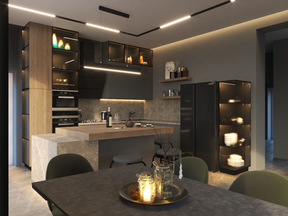 Обложка проекта: Дизайн кухни - гостиной в загородном доме