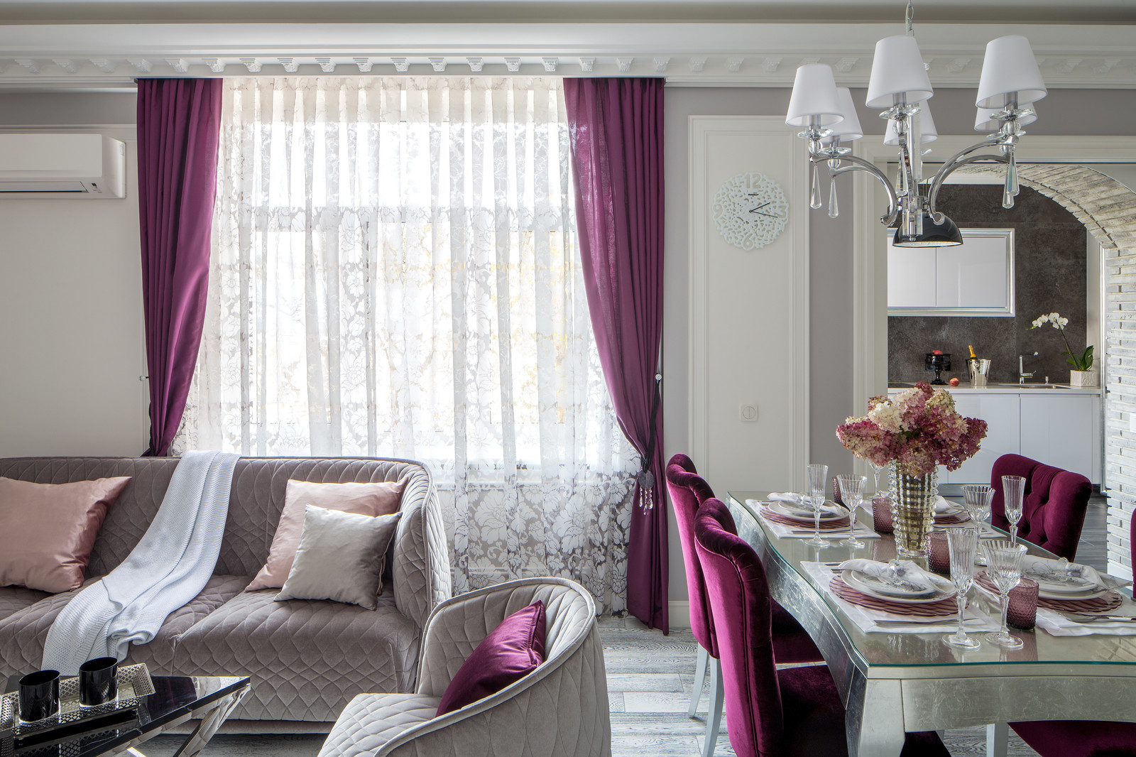 Вид на гостиную и кухню - дизайн квартиры для Irina Saltykova - рукописи не горя