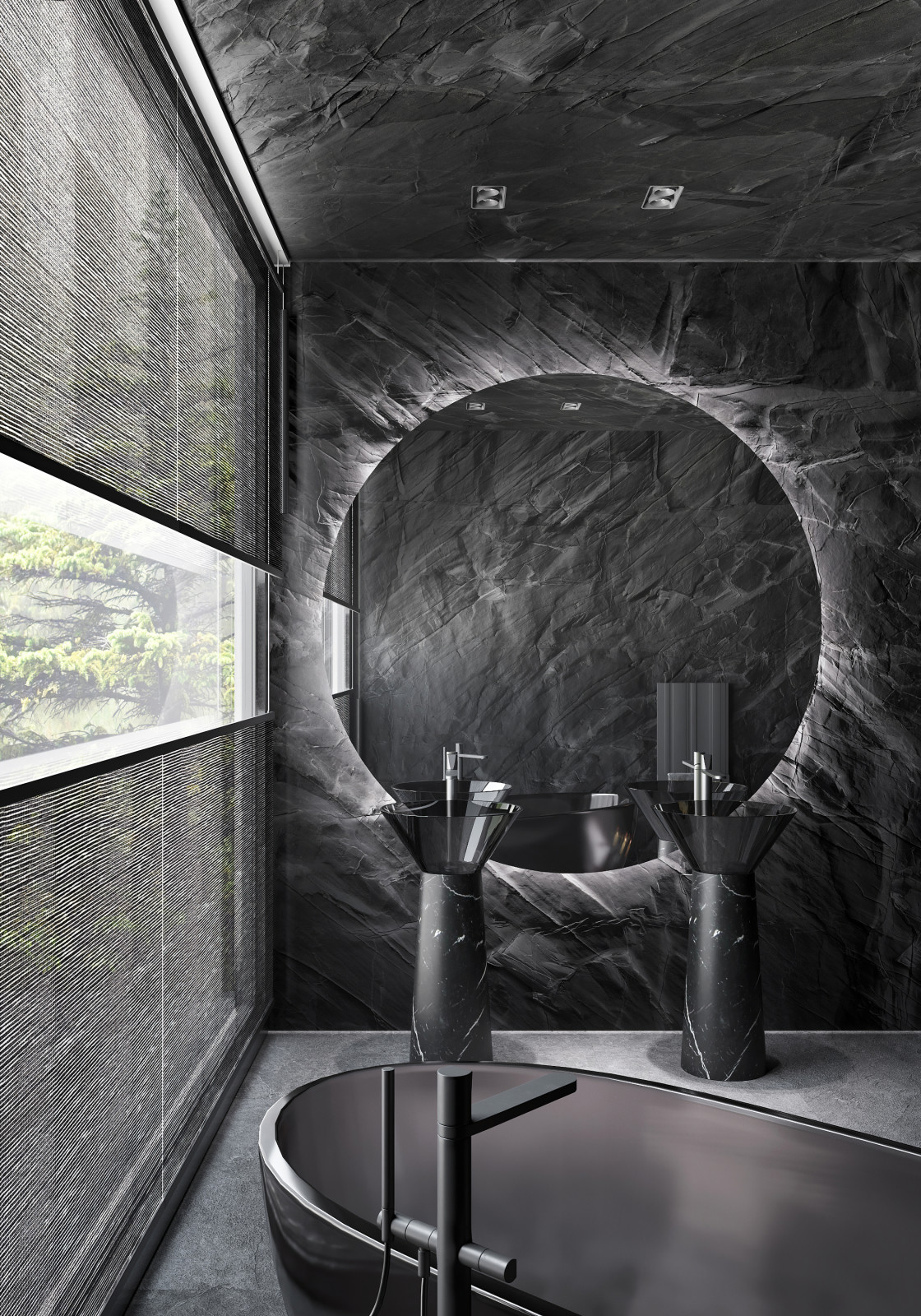 Ванная в черном цвете