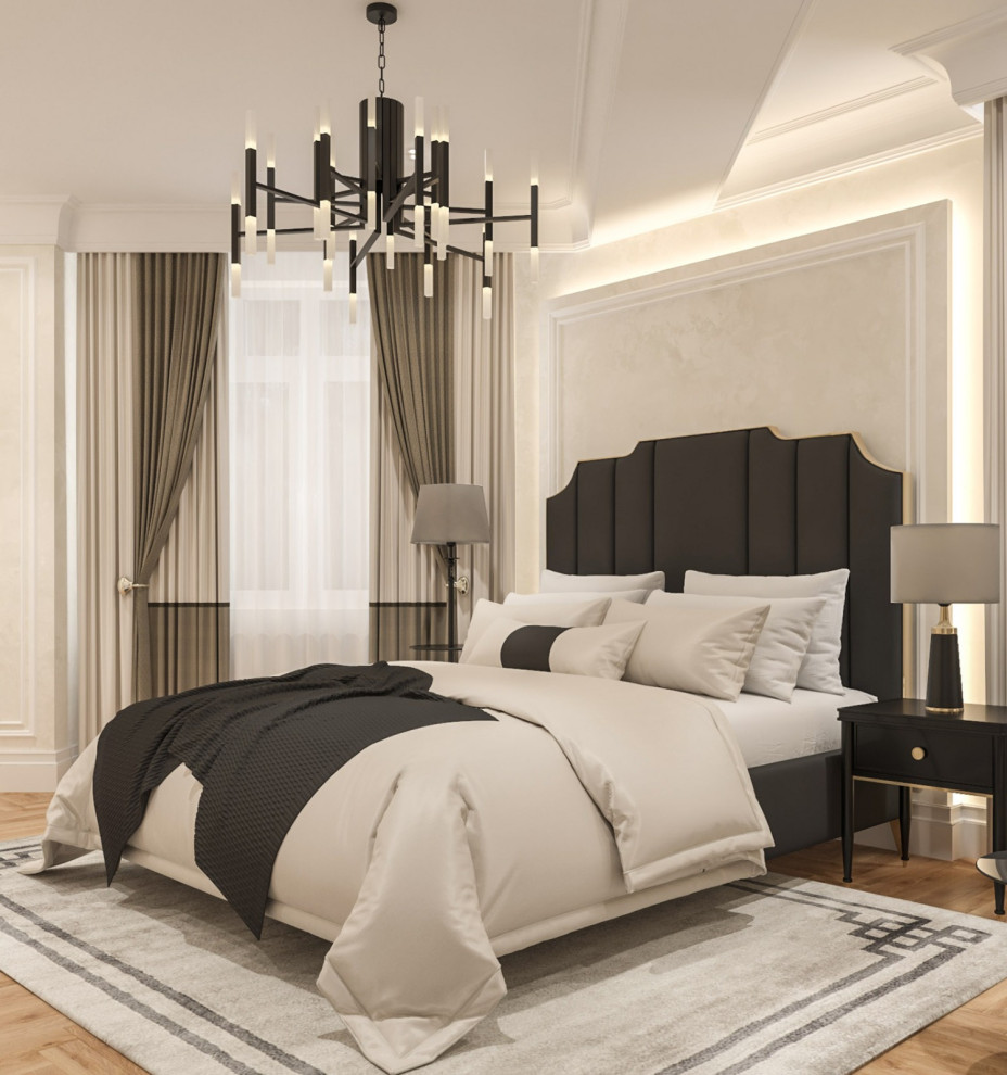 Интерьер мужской мастер - спальни . Таунхаус КП "Образцово"