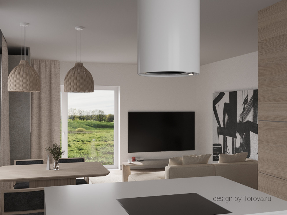 Кухня-гостиная в загородном доме