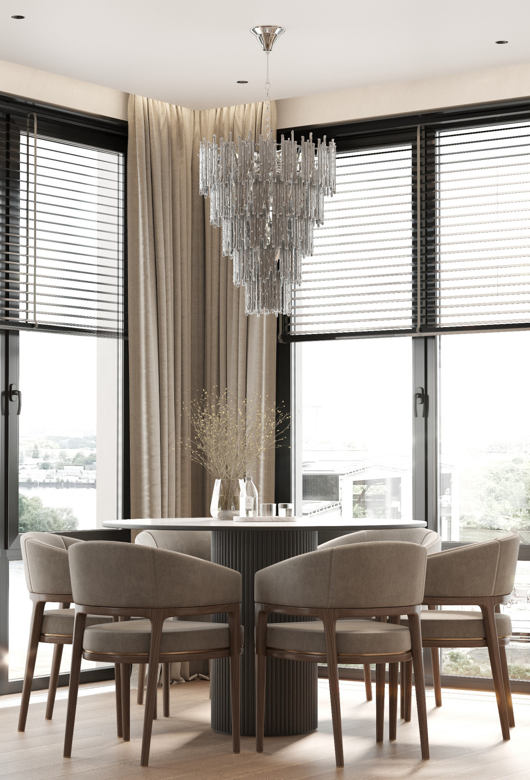 Интерьер видовой квартиры с террасой