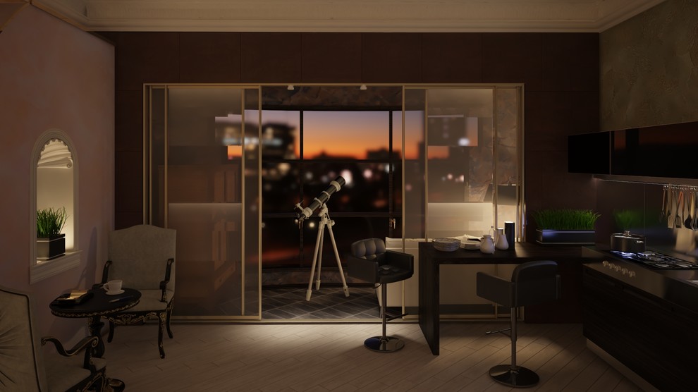 Дизайн интерьера гостиной для астронома - любителя.