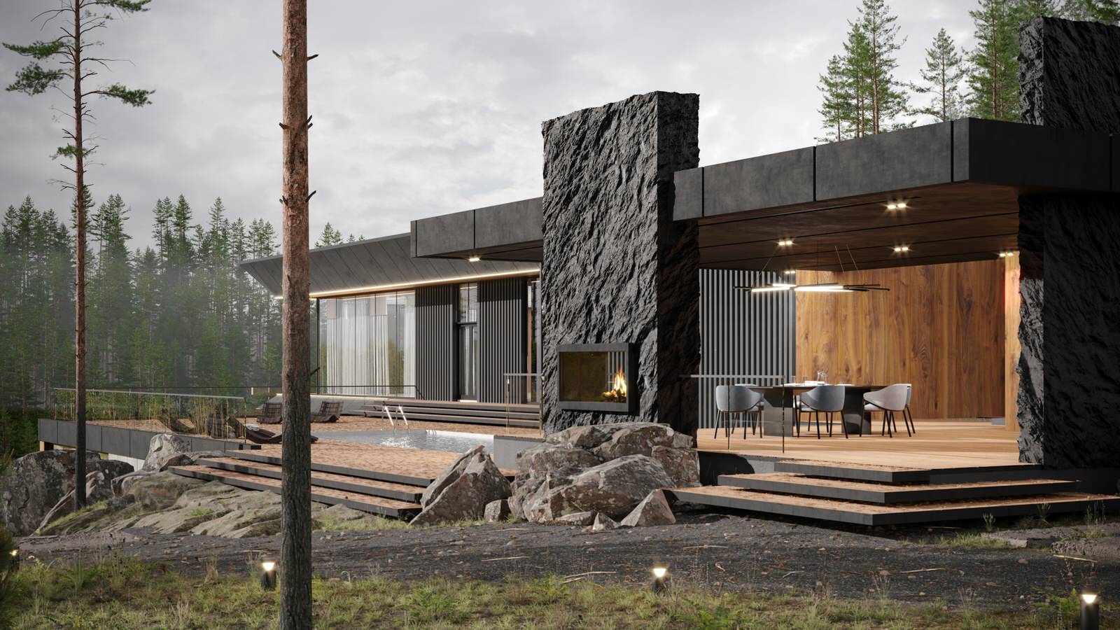 Дом на рельефе 550 м.кв