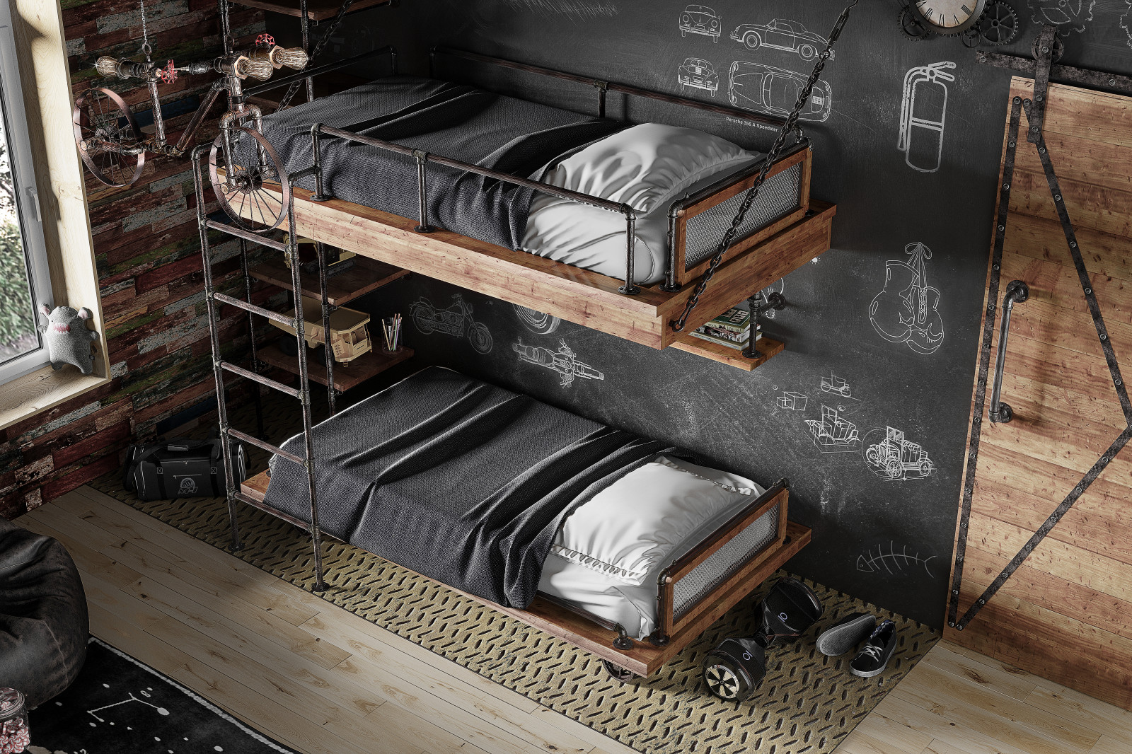 Дизайн детской комнаты в стиле лофт