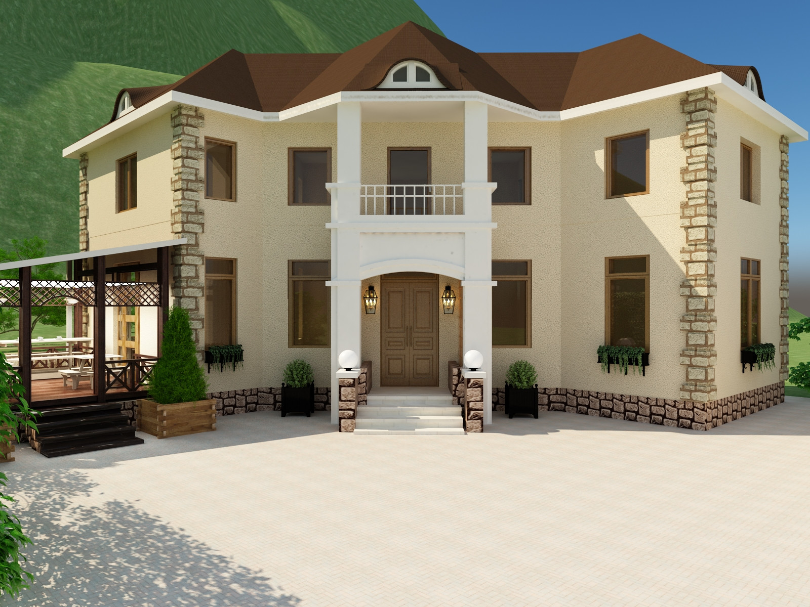 Обложка проекта: Дом в курортном городе на рельефе у подножия горы