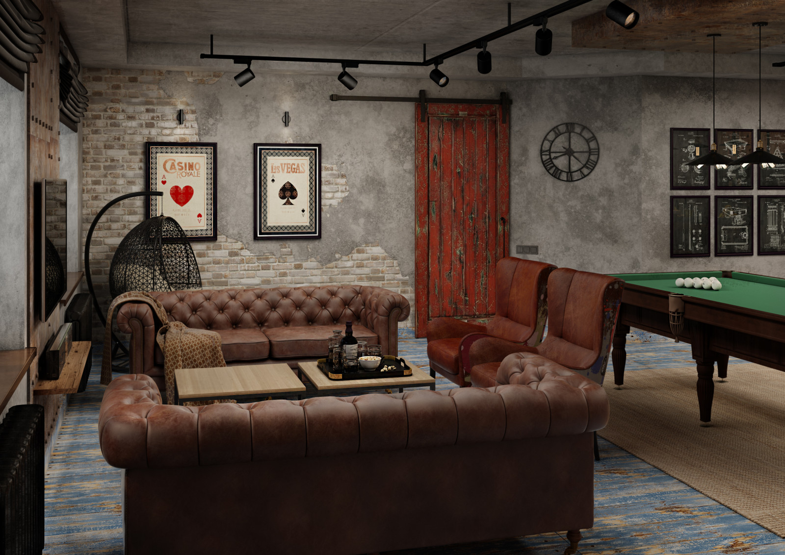 БИЛЛИАРДНАЯ В СТИЛЕ LOFT.