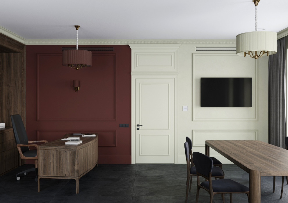 Кабинет в винных тонах