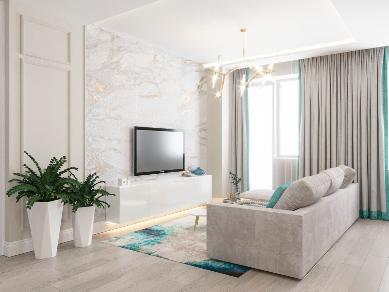 Светлый современный дизайн квартиры для молодой семьи