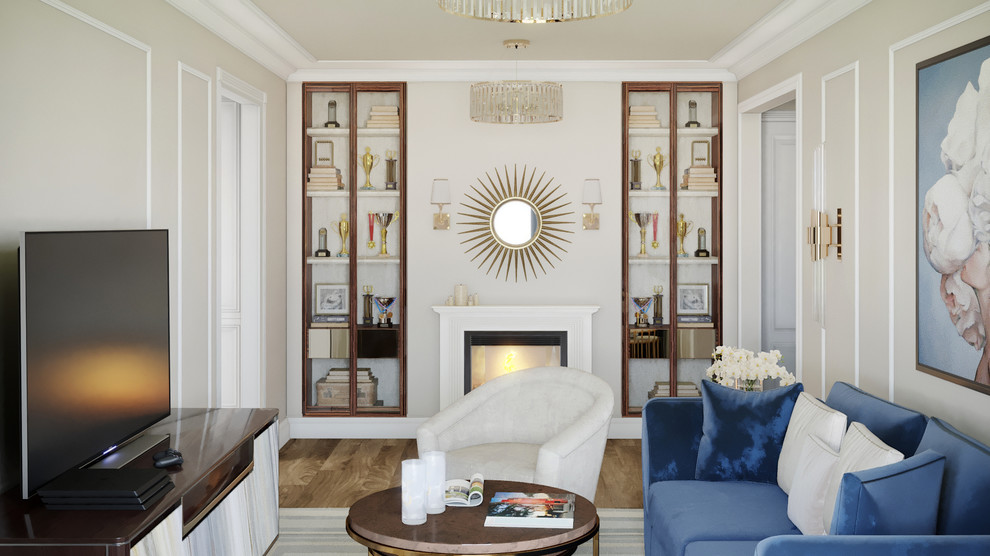 Проект квартиры 77 кв.м. с камином