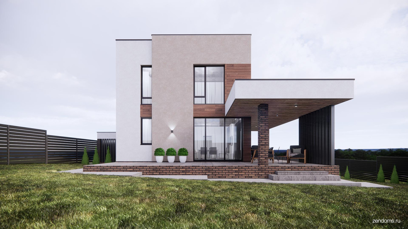 Проект двухэтажного дома 146 кв.м. с плоской крышей.