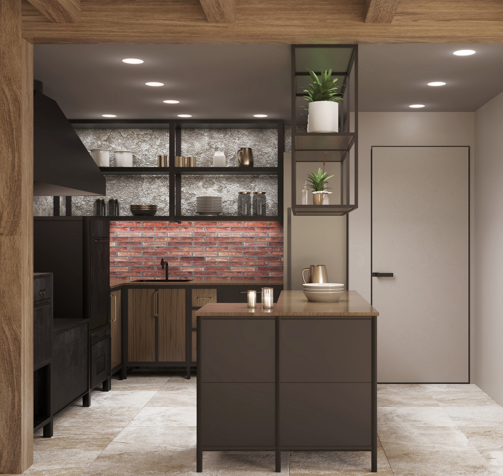 Проект интерьера террасы с камином