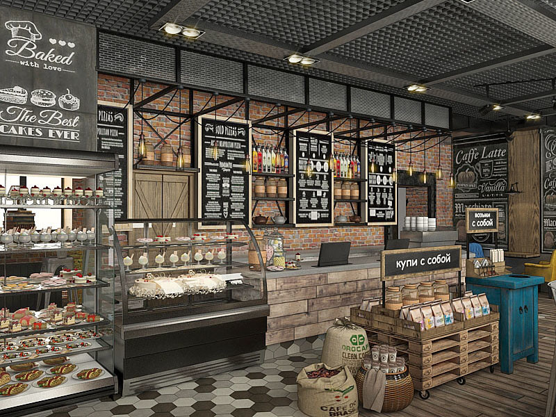 Обложка проекта: интерьер кофейни в г. Кемерово