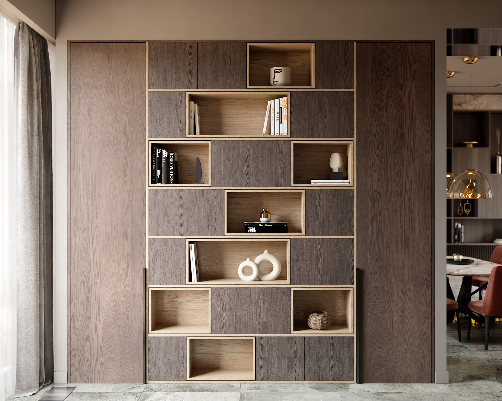 Стеллаж в коридоре. Первый этаж.