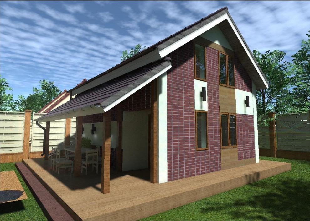 Двухэтажный дачный дом 6*7 105 квадратных метров из газобетона под ключ