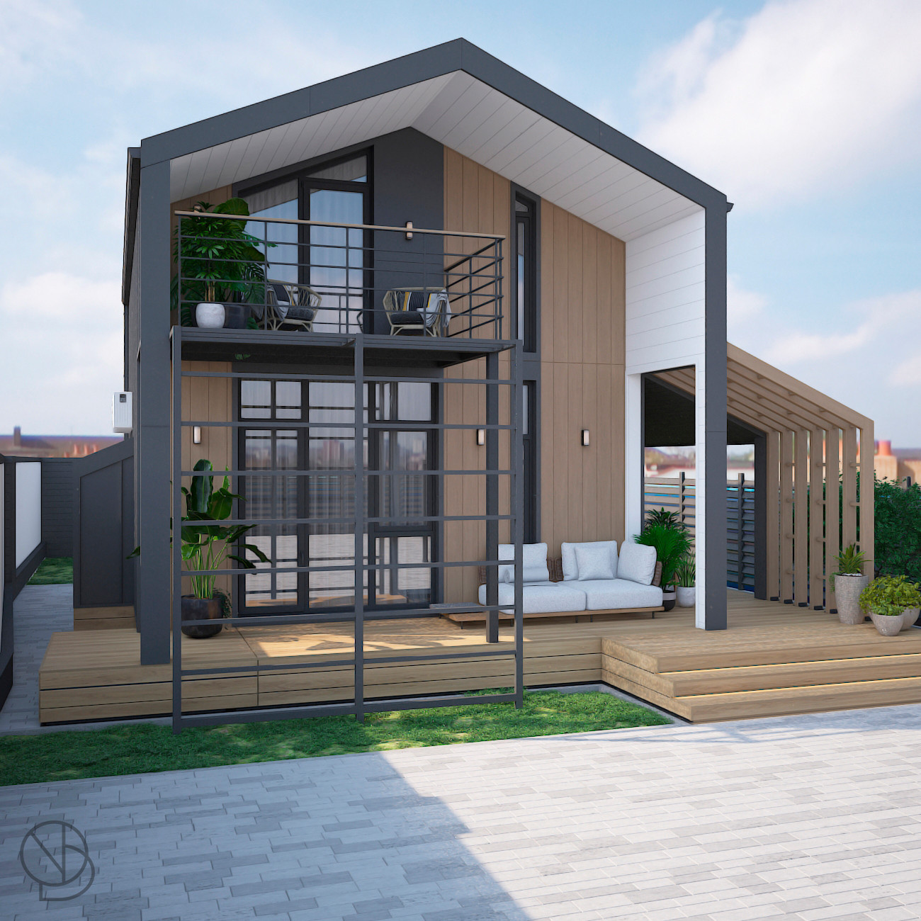 Банхаус, вид на террасу и балкон