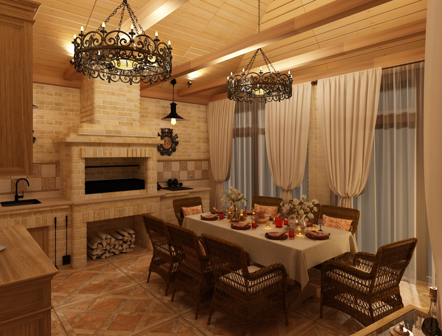 Зона барбекю. Банный комплекс. Частный проект г. Краснодар