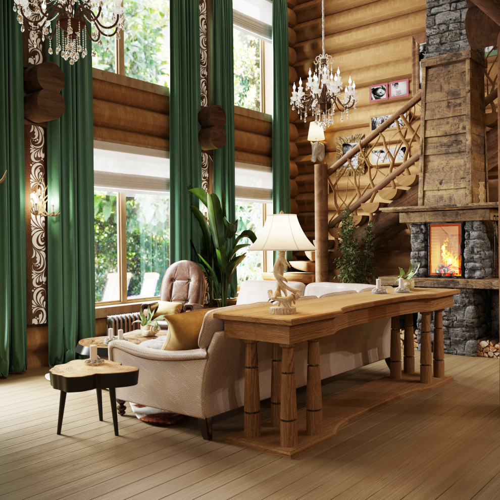 Деревянный дом из дикого бревна