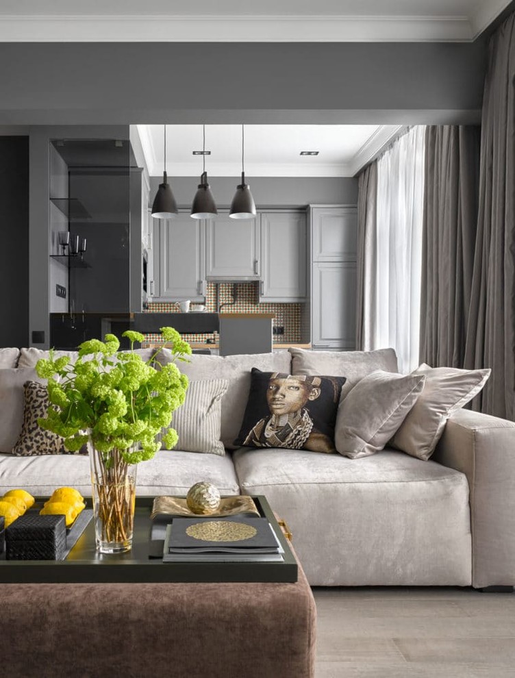 Дамская квартира в серых оттенках