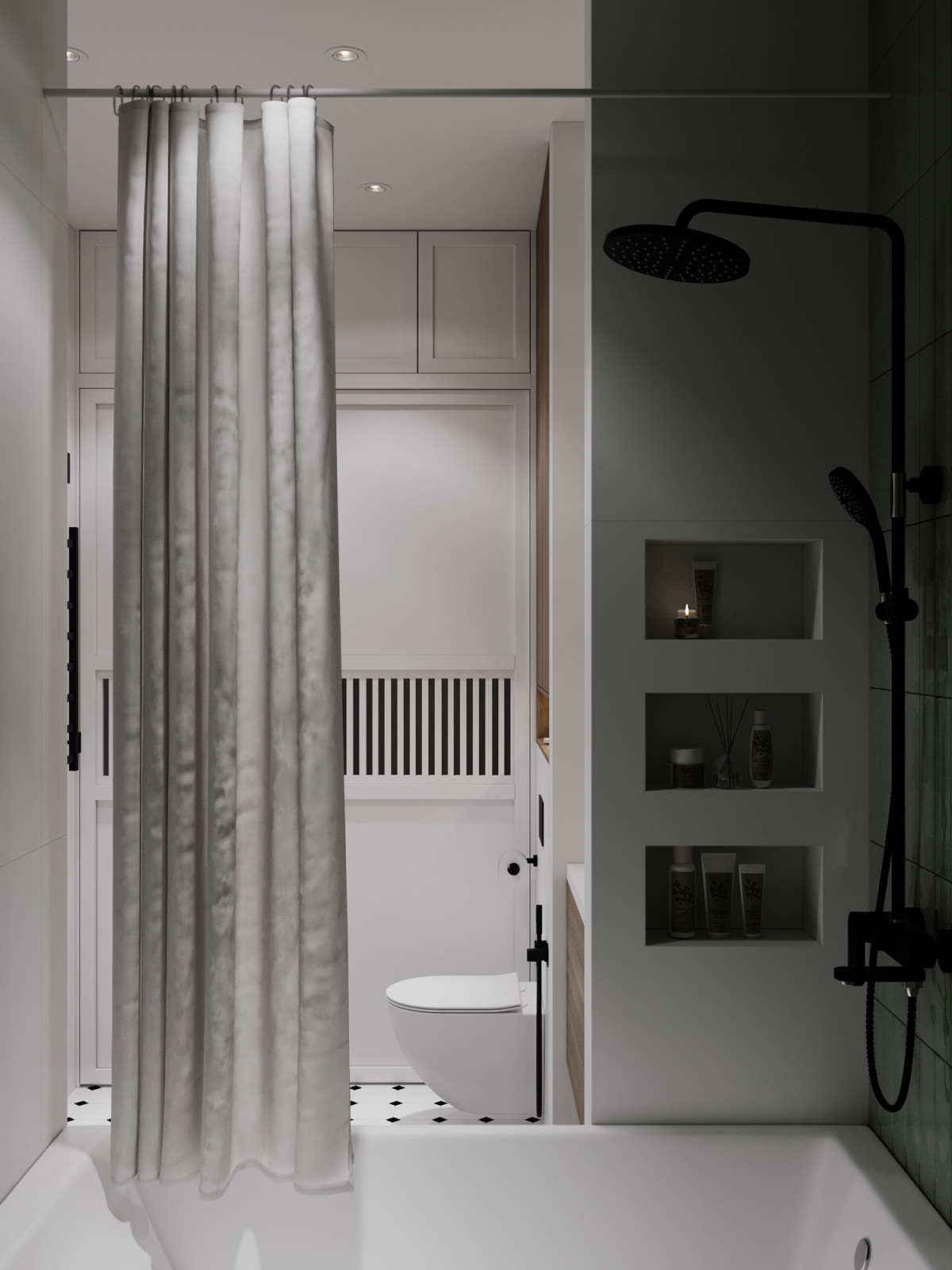 Светлый интерьер с цветовыми акцентами в ЖК Level Стрешнево