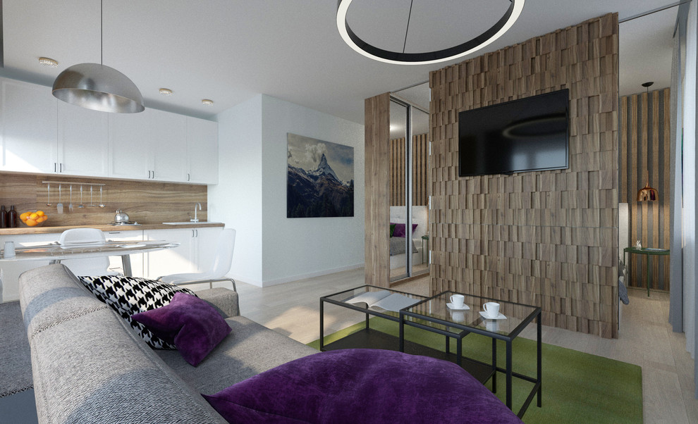 Обложка проекта: Дизайн однокомнатной квартиры  в смешанном стиле