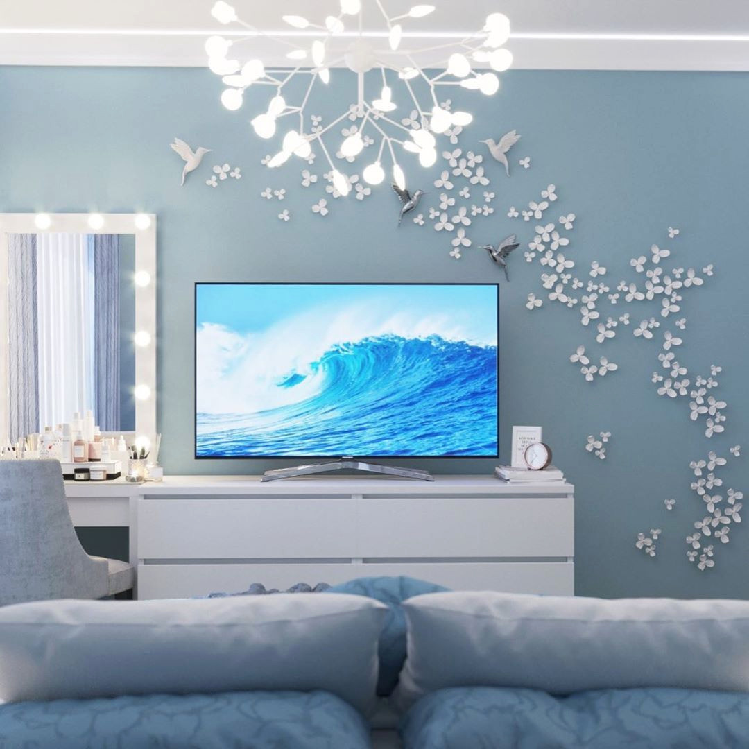 Романтический интерьер в небесно-голубых тонах