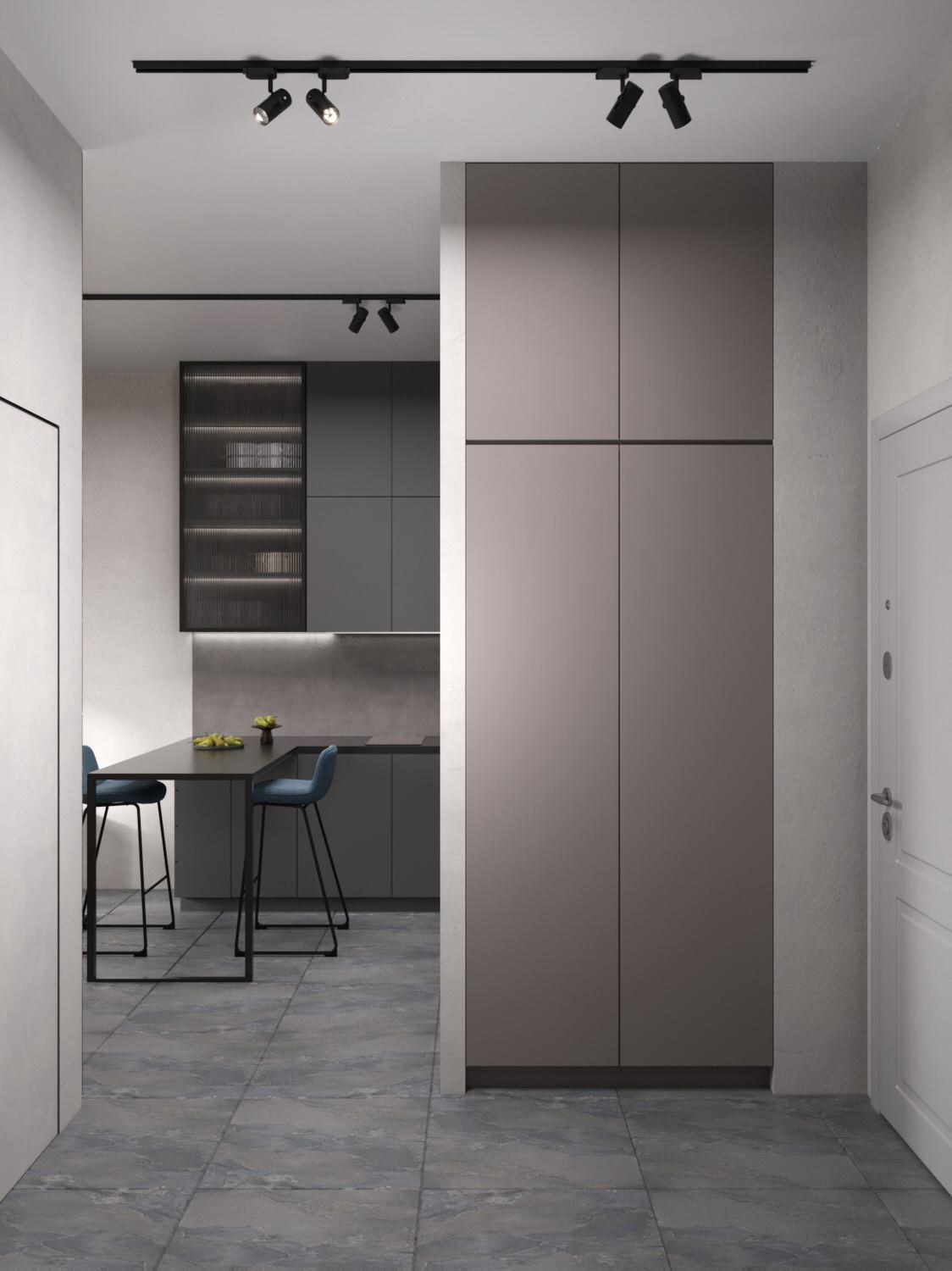проект 1-комнатной квартиры MINIMALISM & LOFT